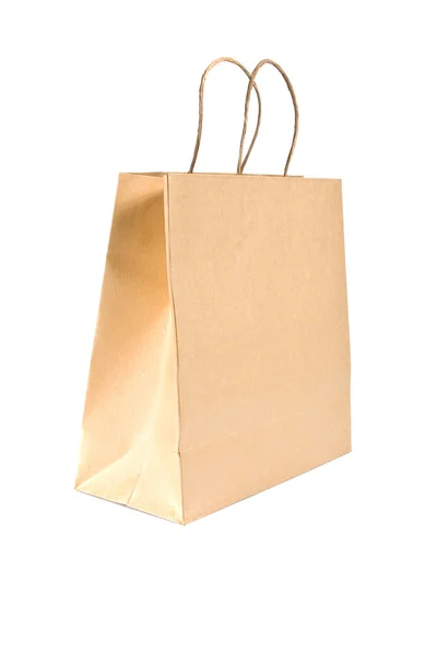 Papper shoppingväska på vit bakgrund. — Stockfoto