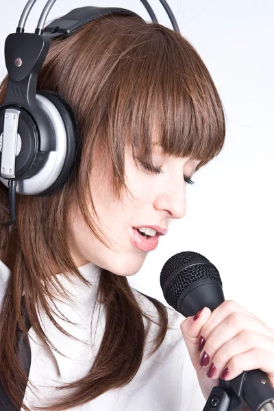 stock image Woman Singing in Microphone