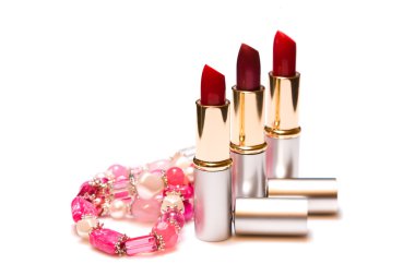 Red lipstick and womens jewelry clipart