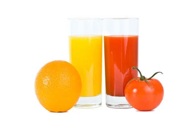 オレンジとトマトのフルーツ ジュースの — ストック写真