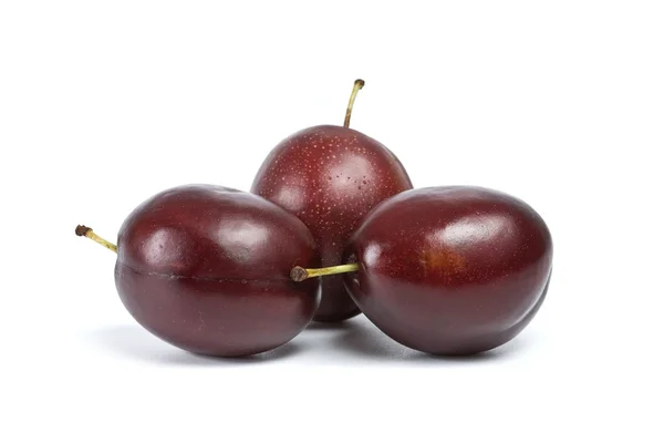 Three plums on a white background — Stock Photo, Image