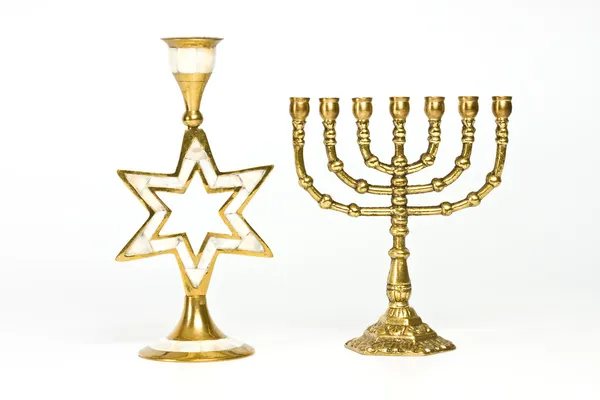 The Jewish menorah and candlestick — Stock Photo, Image