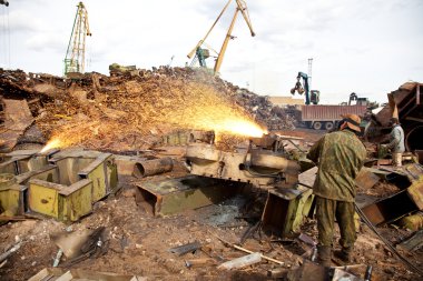 Welder using an acetylene torch clipart