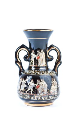 Yunan amphora üzerinde beyaz izole