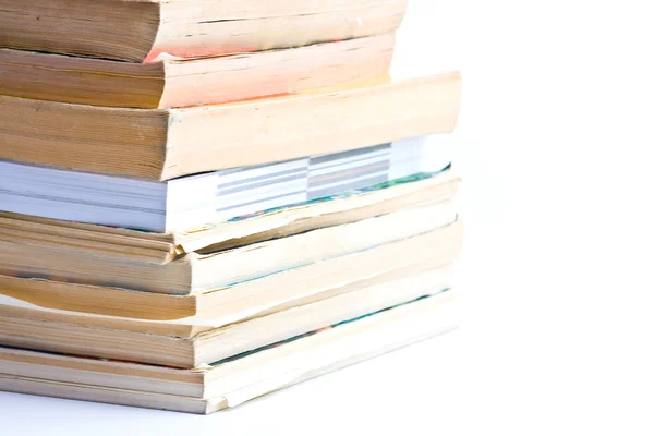 stock image Close up stack of books isolated