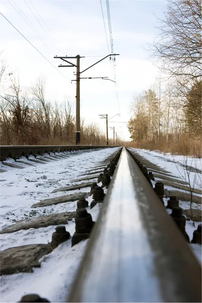 stock image Rails of the railway in the winter