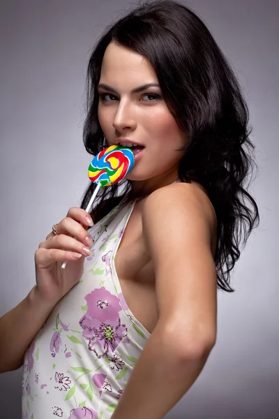 stock image Fine girl with Lollipop