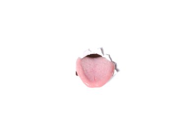 Pink tongue protruding through a hole clipart