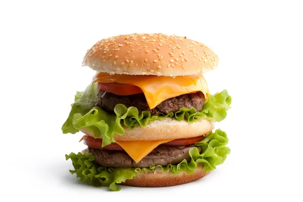 Большой свежий двойной гамбургер — стоковое фото