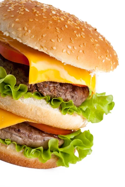 Grand hamburger double délicieux frais — Photo
