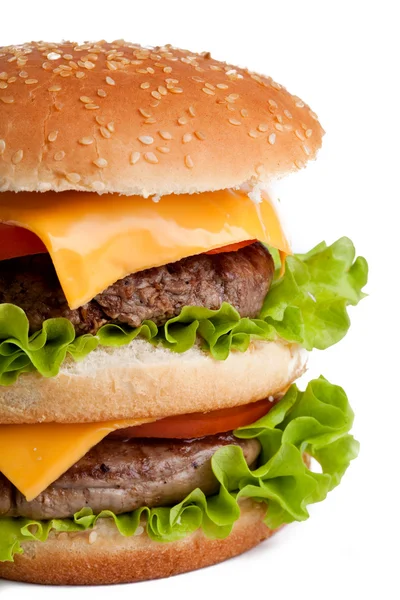 Великий свіжий смачний подвійний гамбургер — стокове фото