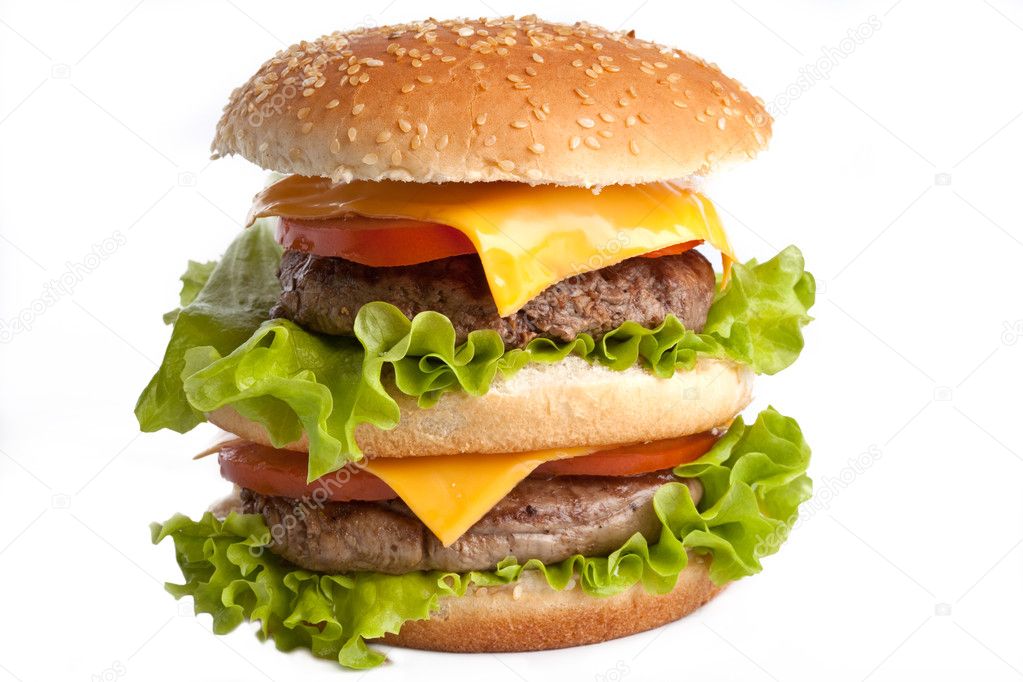 Big fresh delicious double hamburger
