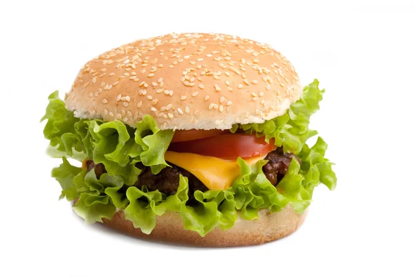 Гамбургер на білому ізольовані — стокове фото