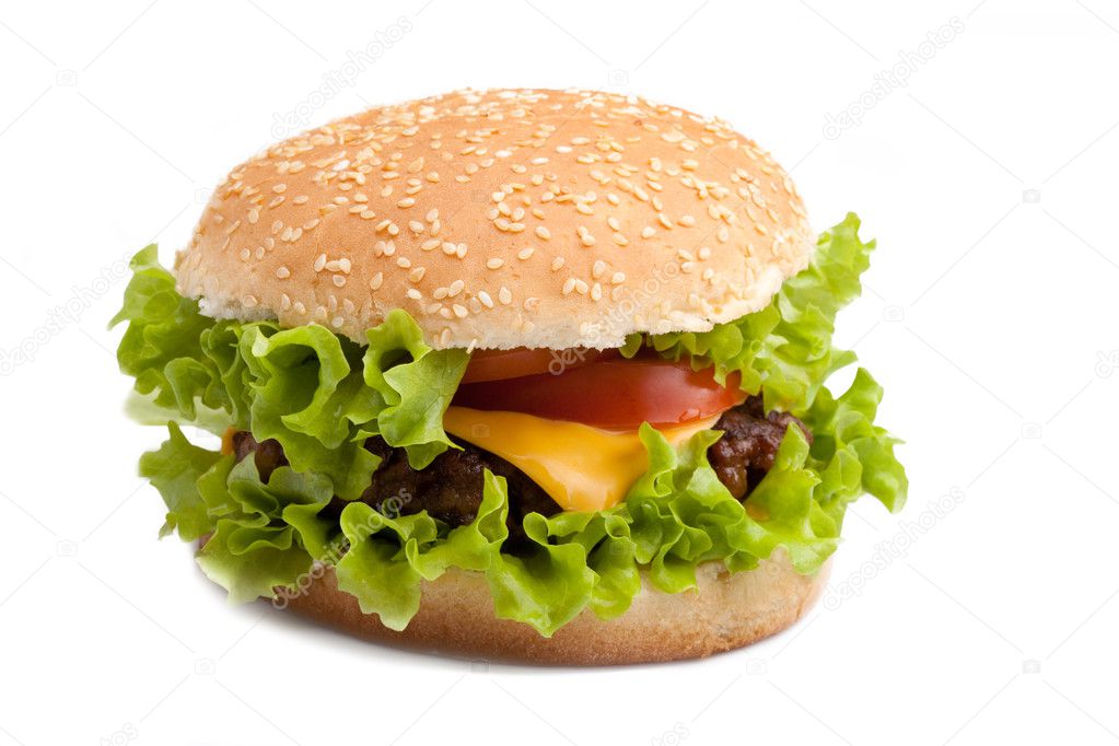 Hamburger on white isolated