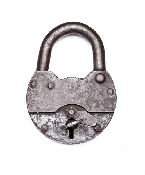 Old padlock with key — Stock Photo, Image