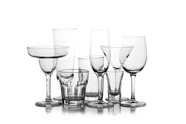 Diferentes copos de vinho silhueta — Fotografia de Stock