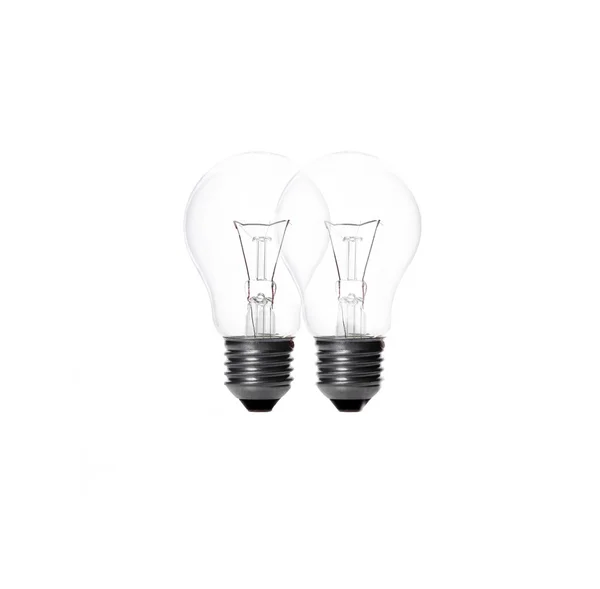 Due lampadine su sfondo bianco — Foto Stock