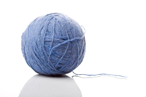 Ball of blue wool isolated — Stock Photo, Image
