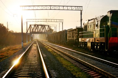Railway on sunset clipart