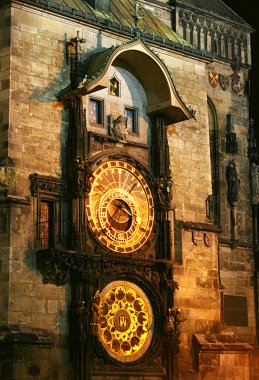 Old Prague astronomical clock clipart