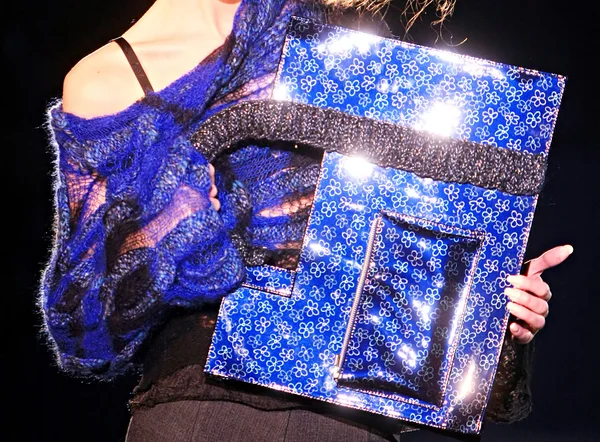 Blue shiny handbag — Stock Photo, Image