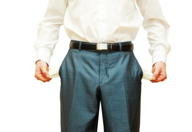 man holding empty pockets  clipart