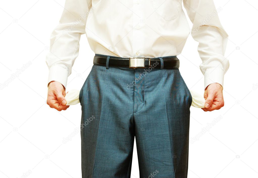 man holding empty pockets 