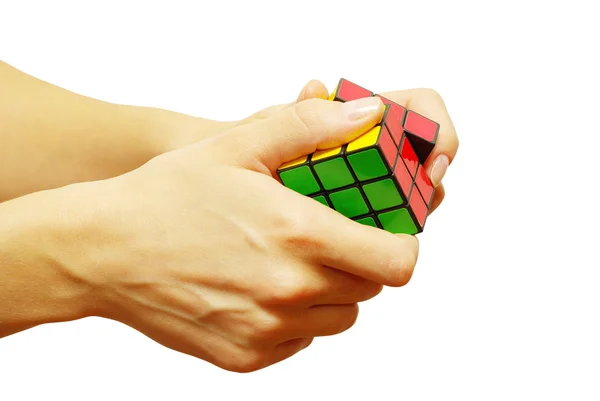 Cube in hands — Stock Photo, Image