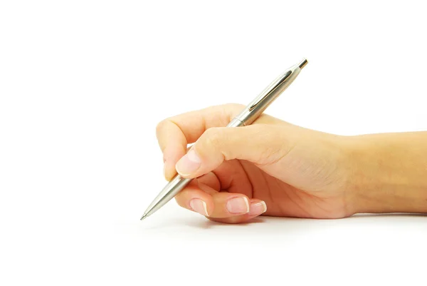 Hand holding pen Stock Image