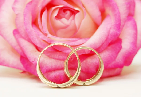 Pierścienie i róża — Zdjęcie stockowe