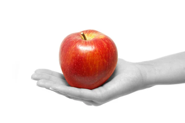 Mão com maçã — Fotografia de Stock