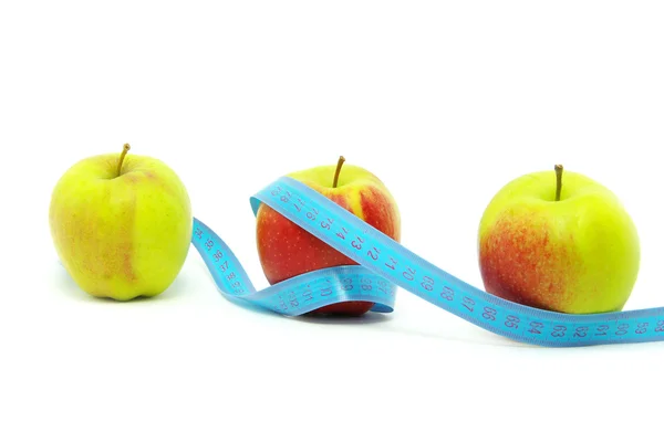Apfel und Maßband — Stockfoto