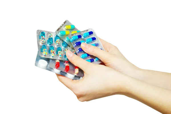 Pillole in mano — Foto Stock