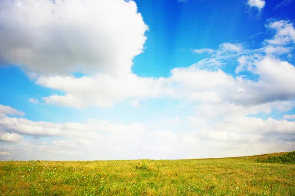 Blauwe Lucht Met Wolken Zon — Stockfoto