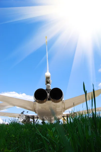 Aircraft Blue Sky Background — Fotografia de Stock