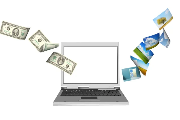 Laptop i Dolar — Zdjęcie stockowe
