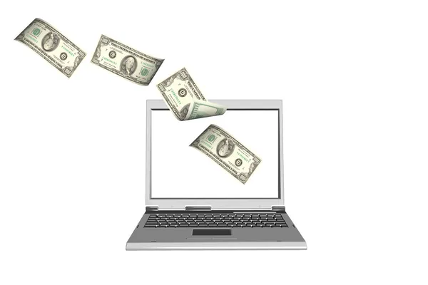 Laptop e dólar — Fotografia de Stock