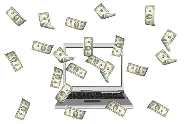 Laptop y dólar —  Fotos de Stock