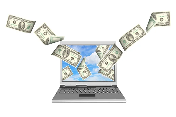 Laptop i Dolar — Zdjęcie stockowe