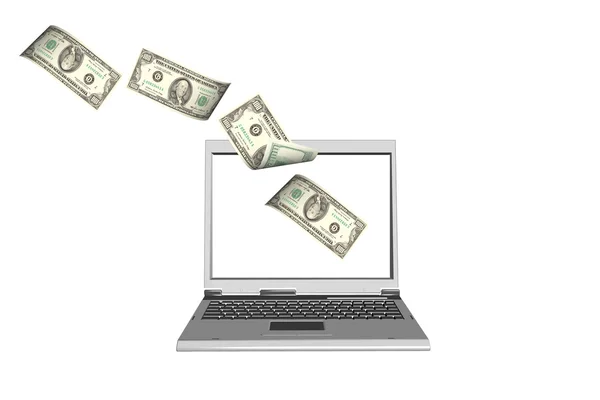 Laptop und Dollar lizenzfreie Stockbilder