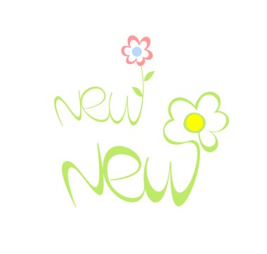 Word NEW with flower clipart