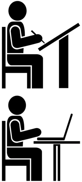 Adam yazıyor - piktogram, sembol — Stok Vektör