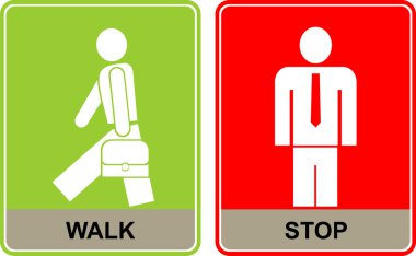 Walk & Stop signs clipart