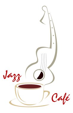 Coffee cup & Guitar music clipart