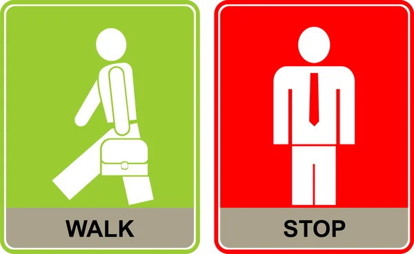 徒歩・一時停止の標識 — ストックベクタ