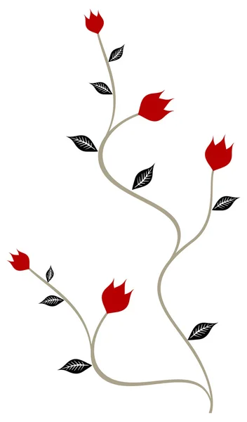 Brunch mit roten Blumen - Rosenstrauch — Stockvektor