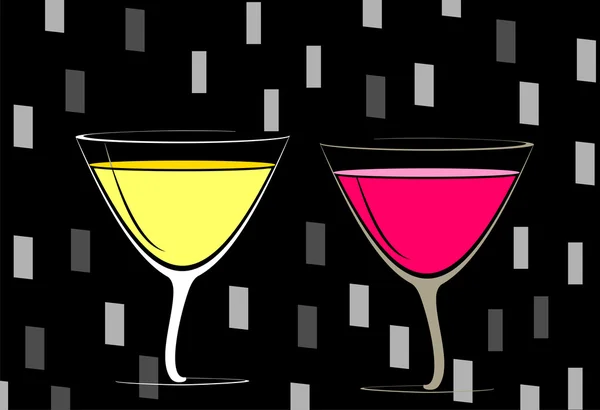 Dos vasos de cóctel — Vector de stock