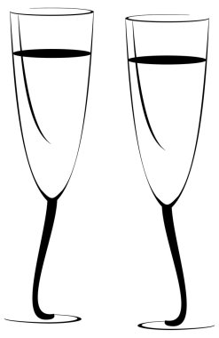 Two glasses of champagne clipart