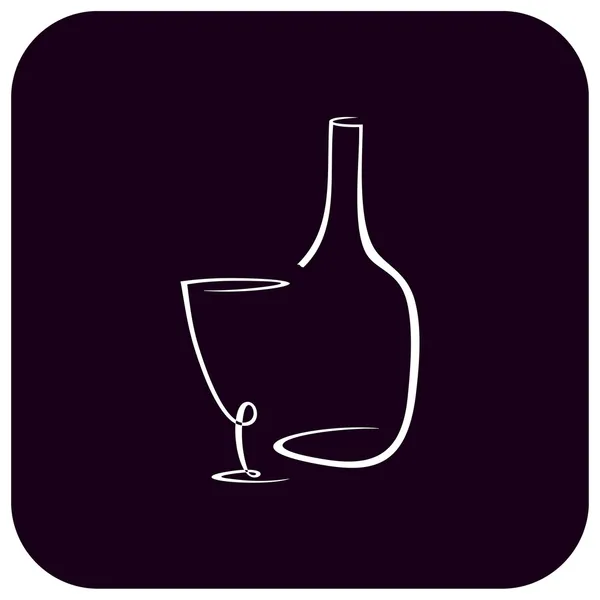 Garrafa e copo de vinho — Vetor de Stock
