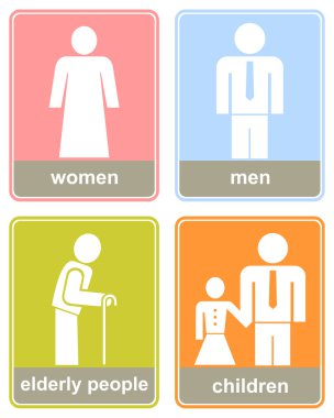 Men, woman, children and elderly clipart